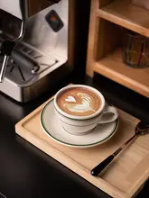 陶器製 コーヒーカップ【厚手・アメリカンカプチーノ用・ソーサー付き】（セットアップ対応）