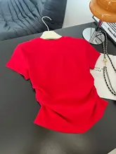 赤色 コットン製 正肩 短袖 Tシャツ【大きいサイズ・すっきりシルエット・おしゃれなデザイン】