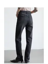 ハイウエストフィットデニムパンツ【レトロスタイル・ブラック・梨型シルエット】