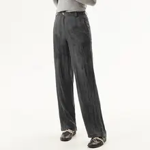 ウエストゴムのロングワイドパンツ【フィット・スリム効果・女性用】（セットアップ対応）