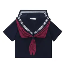 セーラー服 レディース 紺色 白三本線 関西襟 着脱式胸当て ベーシック 半袖 夏