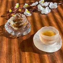ガラス製マット仕上げの個人用カップ【透明・茶具】