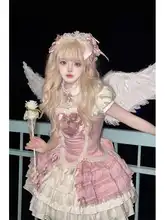 ピンクの魔法少女ブラウスとスカート【ロリータ・ふんわりデザイン】（セットアップ対応）