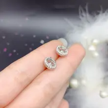 S925製銀製イヤリング【空トレー・オーバル型・レッド＆ブルーサファイア・翡翠装飾】