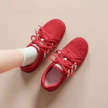 春にぴったりの厚底バレエ風カジュアルシューズ【レディース用・赤色・快適な履き心地】