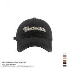 ユニセックス レトロ風 ダメージ加工ベースボールキャップ【刺繍・カジュアル・ワークスタイル】