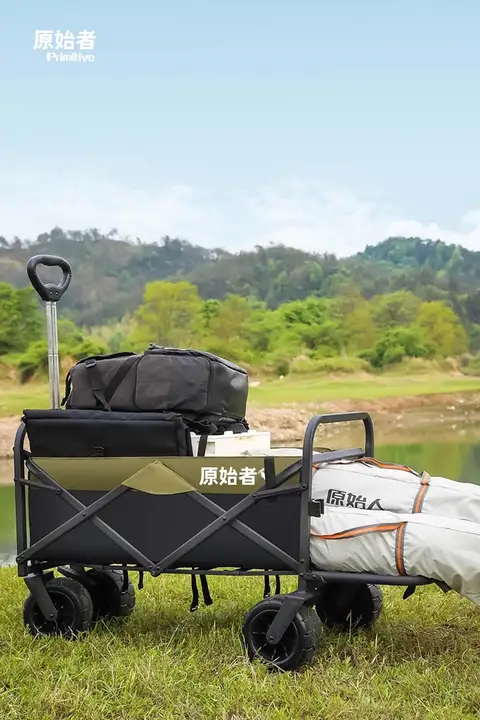 アウトドア折りたたみ超大容量キャンプ用手引き車【テーブル付き・ピクニック用】