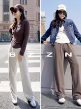 BZZN モダール素材 半開きネックの長袖Tシャツ【女性用・高ストレッチ・シンプルデザイン】
