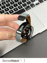 Apple Watch用レザー とデニムの磁気バンド【クリエイティブデザイン・細身・夏用】
