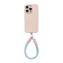 爽やかな配色の液体シリコンハードケース【衝撃吸収・iPhone対応・ショートストラップ付き】（セットアップ対応）