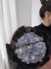 造花のソープフラワーブーケ【アイスブルー薔薇・誕生日・実用的ギフト】