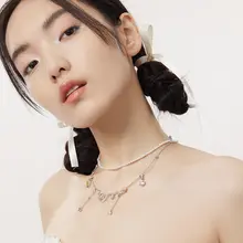 微光系列パールネックレス【個性的なデザイン・鎖骨に調和】