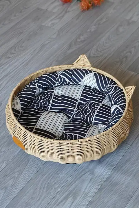 ペット用猫ベッド【円形・洗える・通年使用可・涼感素材】