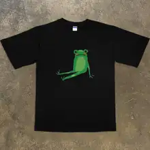 手描きカエルプリント半袖Tシャツ【アメリカンカジュアル・コットン・デザイン】
