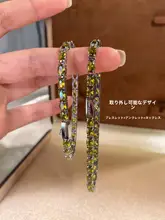 色あせない！チタン合金製テニスブレスレット＆ネックレス【モネ風オリーブグリーン・着脱可能】