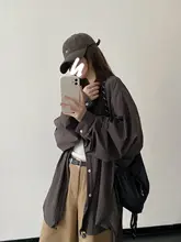 抽绳デザインのシャツ風コート【ゆったりシルエット・カジュアル・女性用】