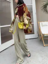 LAMBO3 ロングレッグ キャットイヤー折り返し さらりとしたリネン素材の春夏用ワイドパンツ【紫・緑】