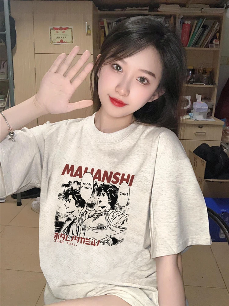 アメリカンビンテージスタイルのキャラクターTシャツ：アニメコミックにインスパイアされたデザインの通勤風アイテム
