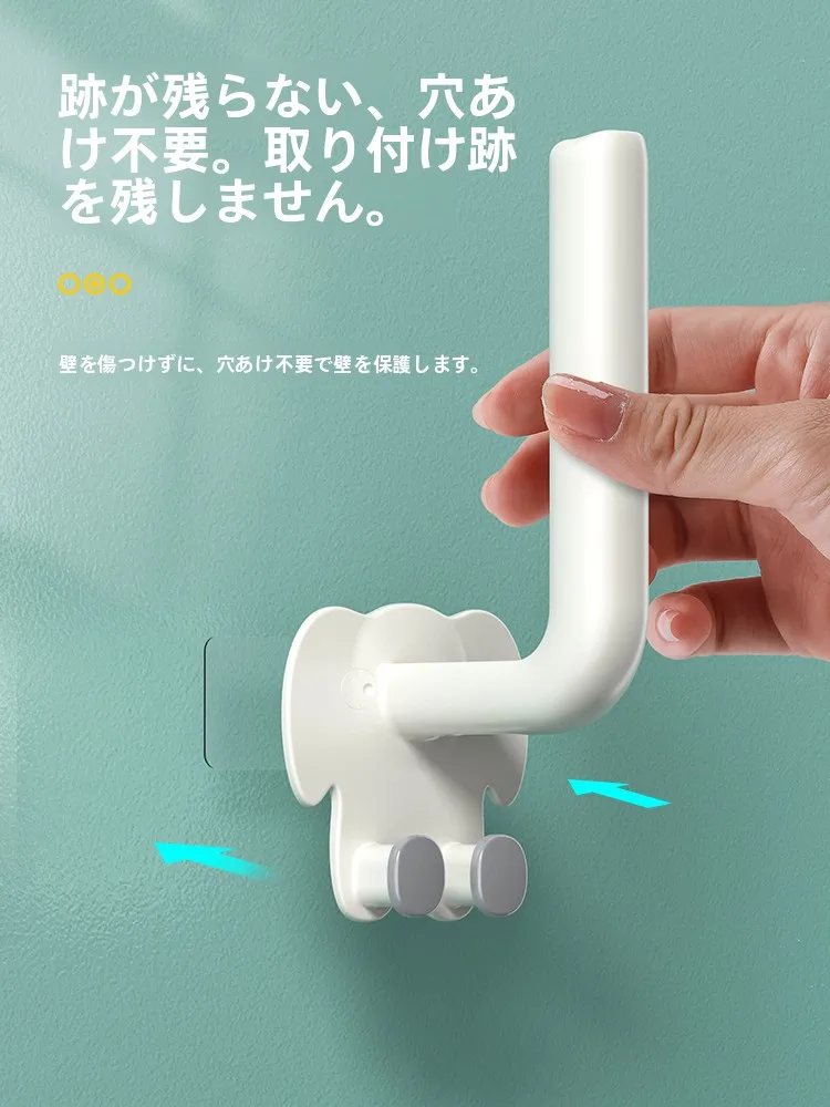 穴あけ不要の強力粘着バスフック：無痕で安定した設置が可能
