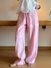 ワイドパンツ 女性 夏 半熟ピーチピンク ライセール麻 垂感プリーツ 独自デザイン