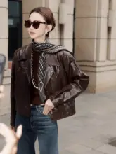 秋季新作 バイカージャケット【ブラウン・ショート丈・カラー襟】