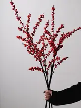 高級感ある冬青の赤い実のインテリア飾り【新年・春節装飾用・花瓶付き】