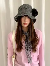 花柄の立体デザイン フィッシャーハット【レディース・韓国風・クラシックスタイル】