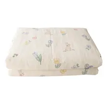 うさぎ柄 シングルベッド用 コットン製布団カバー【200x230cm・学生寮用・全棉】