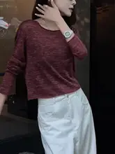春季用 短丈ラウンドネック長袖ニットトップス【ゆったりデザイン・小柄対応・カジュアル】