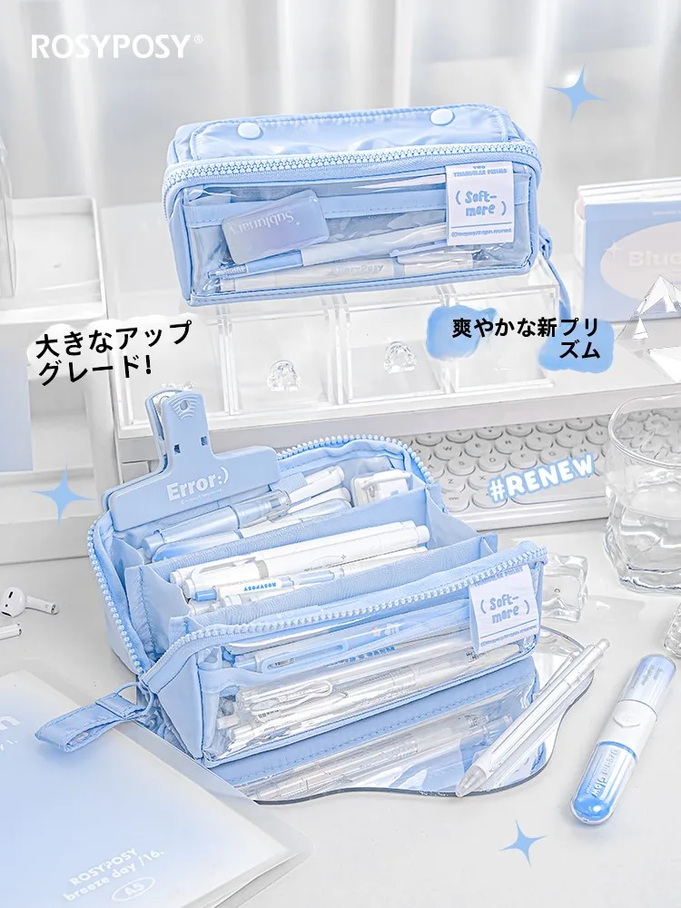 大容量透明ペンケース：女子高生向けの多機能3層設計が実用性を実現