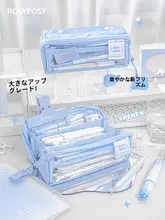 大容量透明ペンケース【大開口・女子高生向け・多機能・シンプルデザイン】
