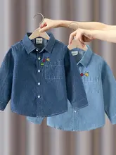 男の子用 ソフトデニムシャツ【コットン100%・長袖・カジュアル・襟付き】