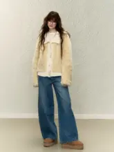 感あふれる広がるデザインのデニムパンツ【レディース・ロング・ストレート・春夏秋冬対応】