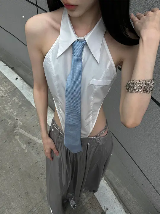 淡い青色のハンドメイドリボンタイ【高級感ある色織り・女性用】