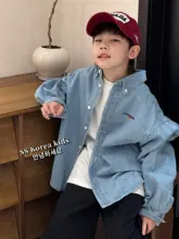 男児用デニムシャツ【秋用・高級感・ジャケット風】（セットアップ対応）