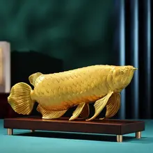 金色の真鍮製ドラゴンフィッシュ置物【店舗・オフィス装飾用】