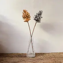プラスチック製 松の実デザイン ゴールドクリスマス装飾【シルバーの挿し木・手作りDIY材料】