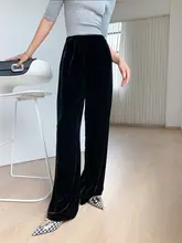 KARFELY シルクベルベット ワイドレッグパンツ【フィット・ハイウエスト・ロング】