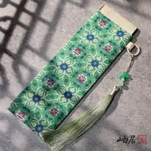 新中式文玩折り扇【金絲楠木・崖柏・檀木・収納袋付き】
