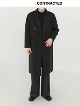 メンズ 厚手ウールコート【ダブルボタン・膝丈・冬用・ゆったりフィット】