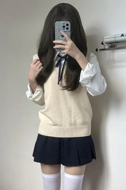鬼鬼家 JK制服 ニットベスト【無地・プルオーバー・学院スタイル】