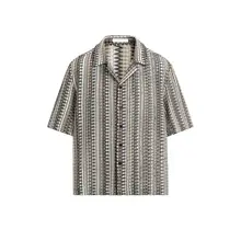 夏季リゾート風ボウリングシャツ【ジオメトリックパターン・短袖・ゆったりタイプ】