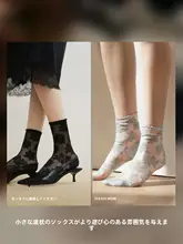 花柄レース中筒ソックス【透け感・通気性・春夏用】