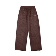 ONLPP 冬用 レディースコットンパンツ【レトロダイヤモンドパターン・ワイドストレート・防寒・厚手】