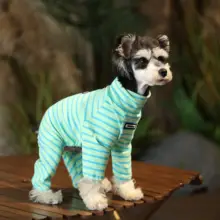 犬用 秋冬 コットンストライプ高ネックウェア【小型犬・テディ・シュナウザー・ポメラニアン用・毛抜け防止】