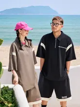 半開きデザインのワッフル素材短袖Tシャツ【極上の柔らかさ・ゆったりサイズ・カジュアル】（セットアップ対応）