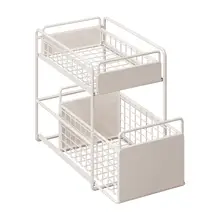二段式キッチンシンク下収納棚【調味料ラック・食器整理・省スペース】