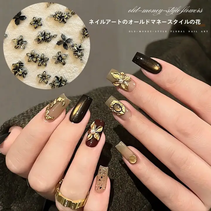 立体ソフトフラワーネイルデコレーション【レトロデザイン・五弁花・華やかな装飾】