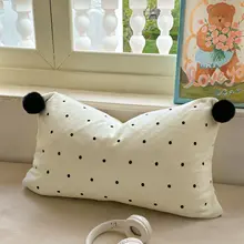 ドット柄の少女心をくすぐるミルクベルベット枕カバー【学生寮用・コーラルフリース】（セットアップ対応）