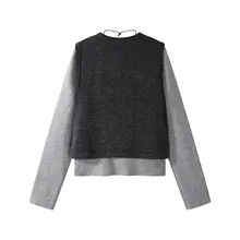 カジュアルな学院風Tシャツ【丸首・着やせ効果・ニット・秋用・ベストとの重ね着対応】（セットアップ対応）